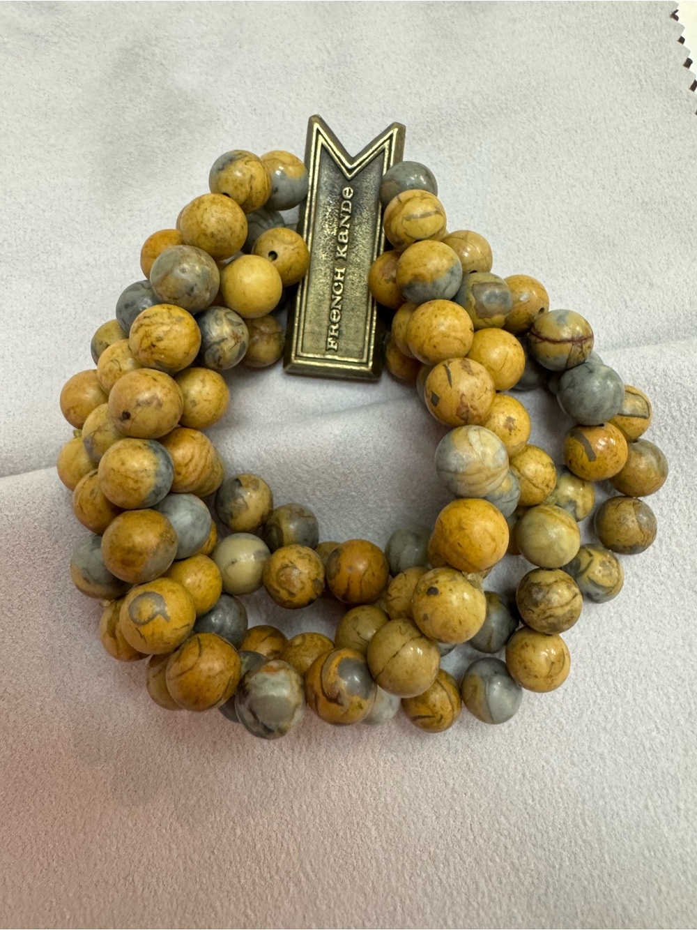 Natural Yellow and Gray Jasper Beaded Bracelet Stack - Picture 2 of 2